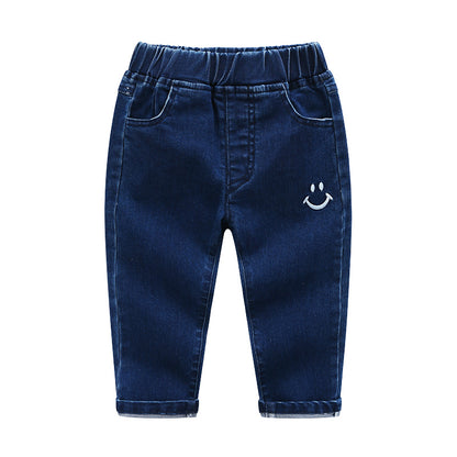 [513594] - Bawahan Celana Panjang Jeans Import Anak Laki-Laki - Motif Little Smile