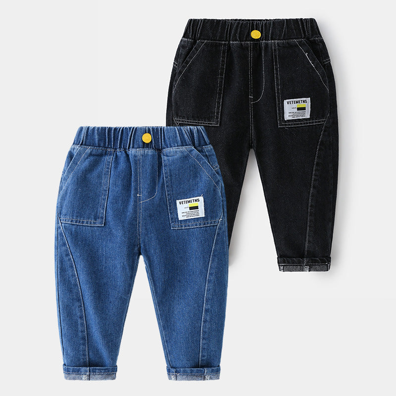 [513596] - Bawahan Celana Panjang Jeans Import Anak Cowok - Motif Plain Lines