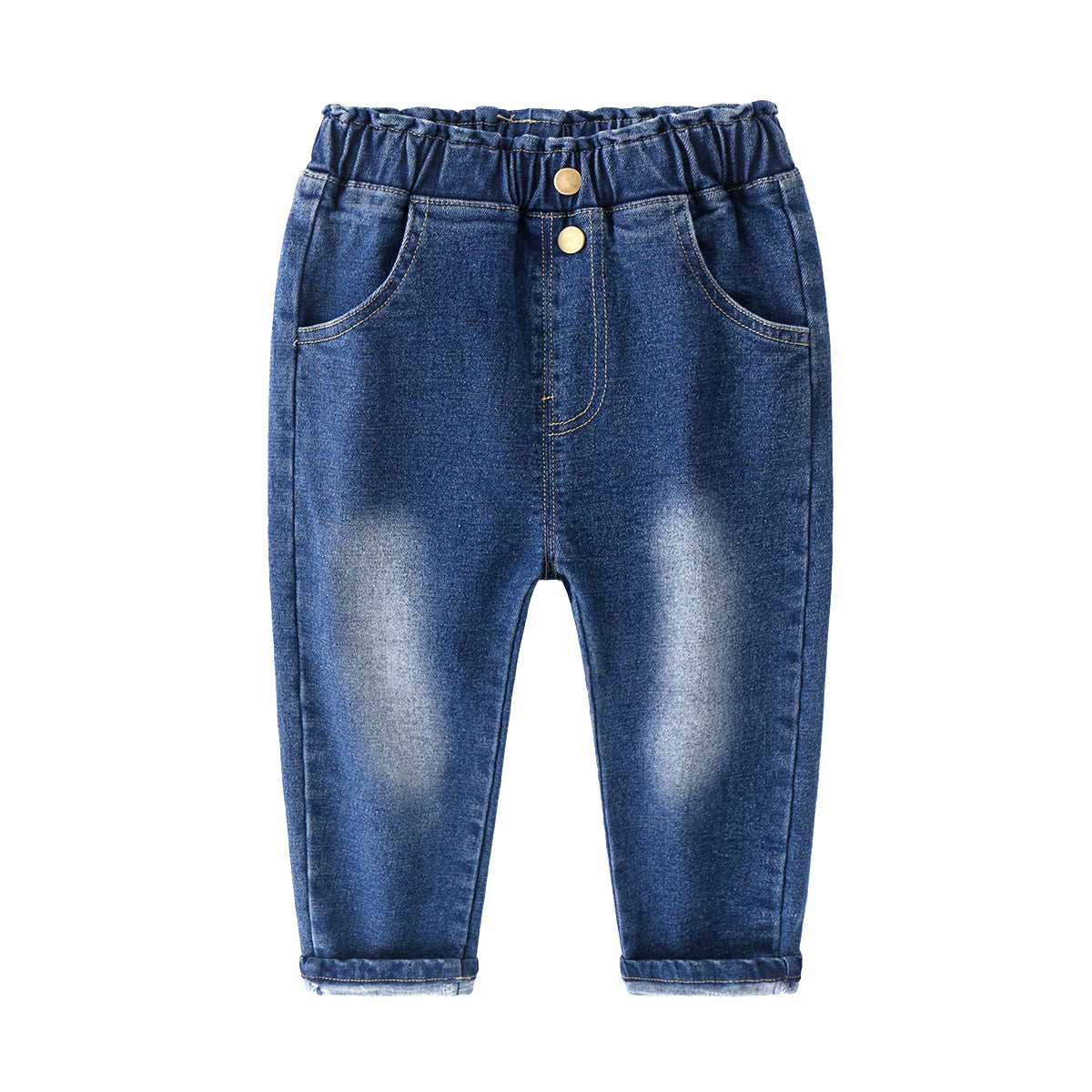 [513597] - Bawahan Celana Panjang Jeans Gradasi Anak Laki-Laki - Motif Efek Washed Two Buttons