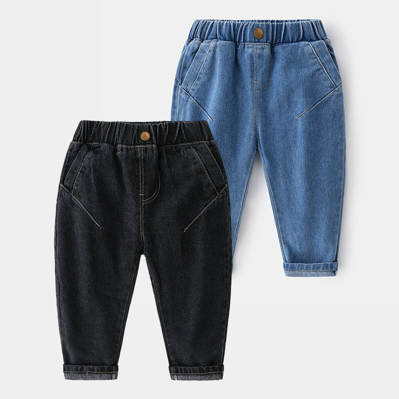 [513604] - Bawahan Celana Panjang Jeans Polos Anak Laki-Laki - Motif Side Curved