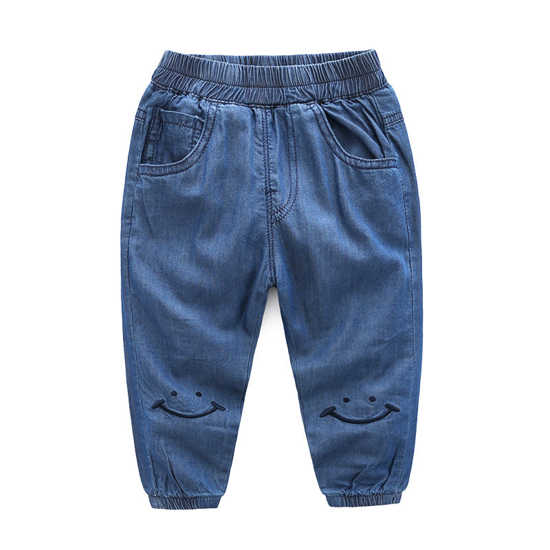 [513614] - Bawahan Celana Panjang Jogger Denim Anak Laki-Laki - Motif Happy Smile