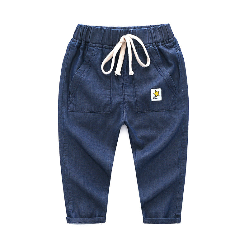 [513615] - Bawahan Celana Panjang Jogger Denim Tali Anak Laki-Laki - Motif Star Rope