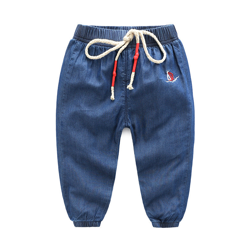 [513616] - Bawahan Celana Panjang Jogger Denim Tali Anak Cowok - Motif Small Boat