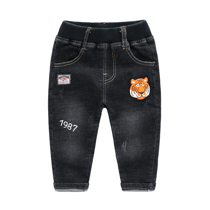 [513617] - Bawahan Celana Panjang Jeans Karet Sobek Anak Cowok - Motif Tiger