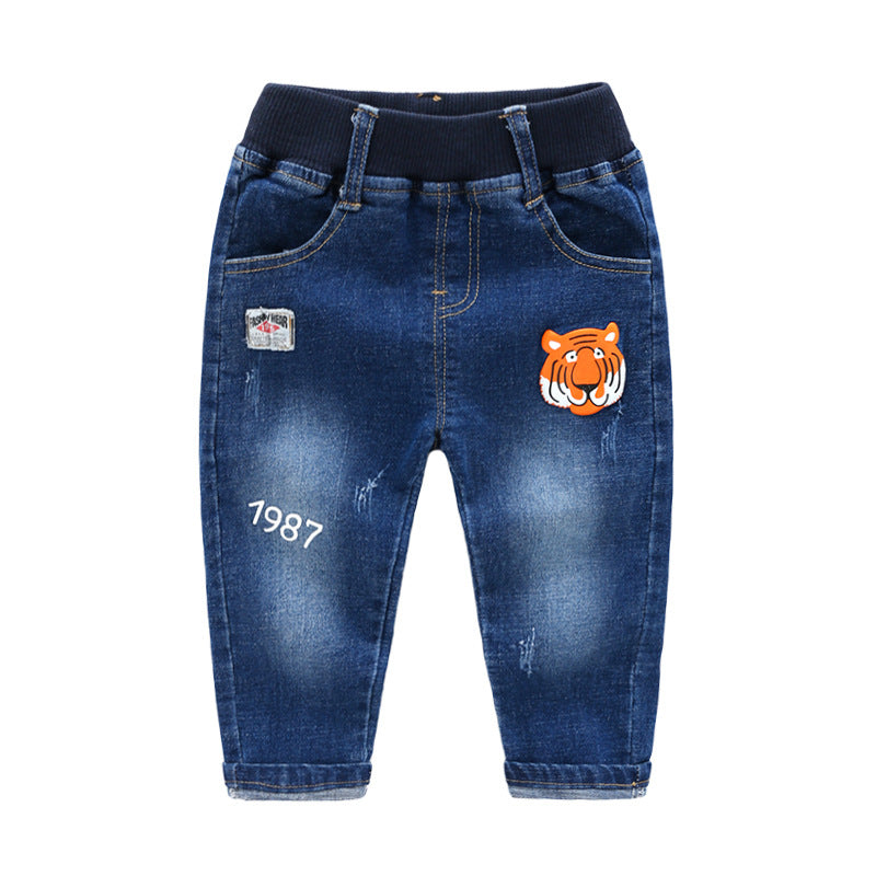 [513617] - Bawahan Celana Panjang Jeans Karet Sobek Anak Cowok - Motif Tiger