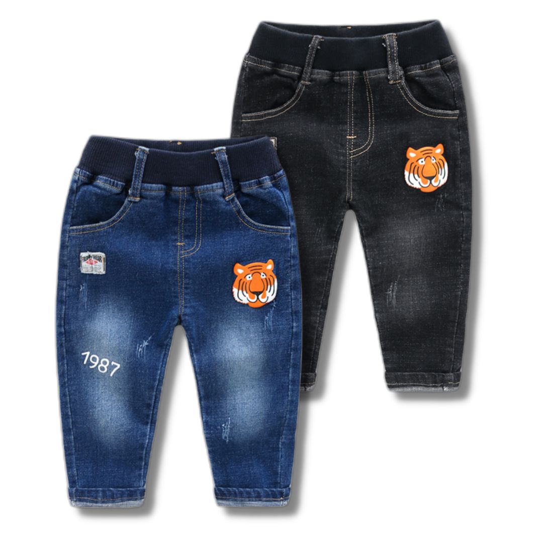 [513617] - Bawahan Celana Panjang Jeans Karet Sobek Import Anak Cowok - Motif Tiger
