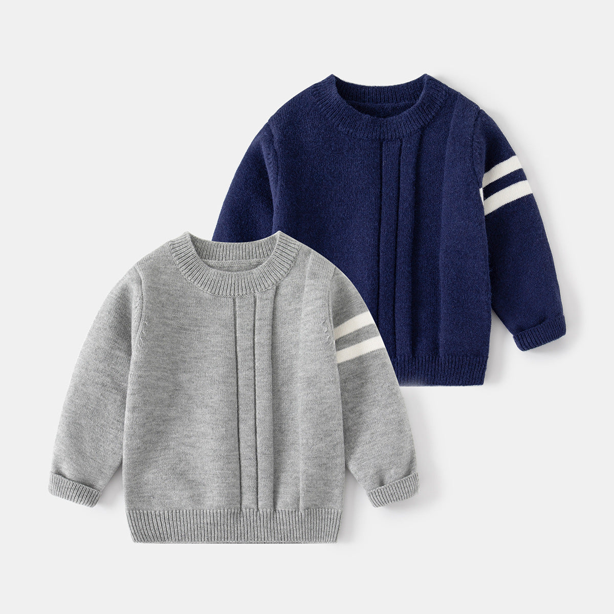 [513639] - Atasan Sweater Crewneck Lengan Panjang Anak Laki-Laki - Motif Line Plain