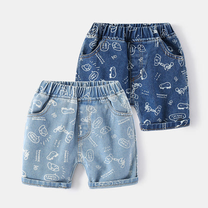 [513644] - Bawahan Celana Pendek Jeans Anak Laki-Laki - Motif Friend Dog