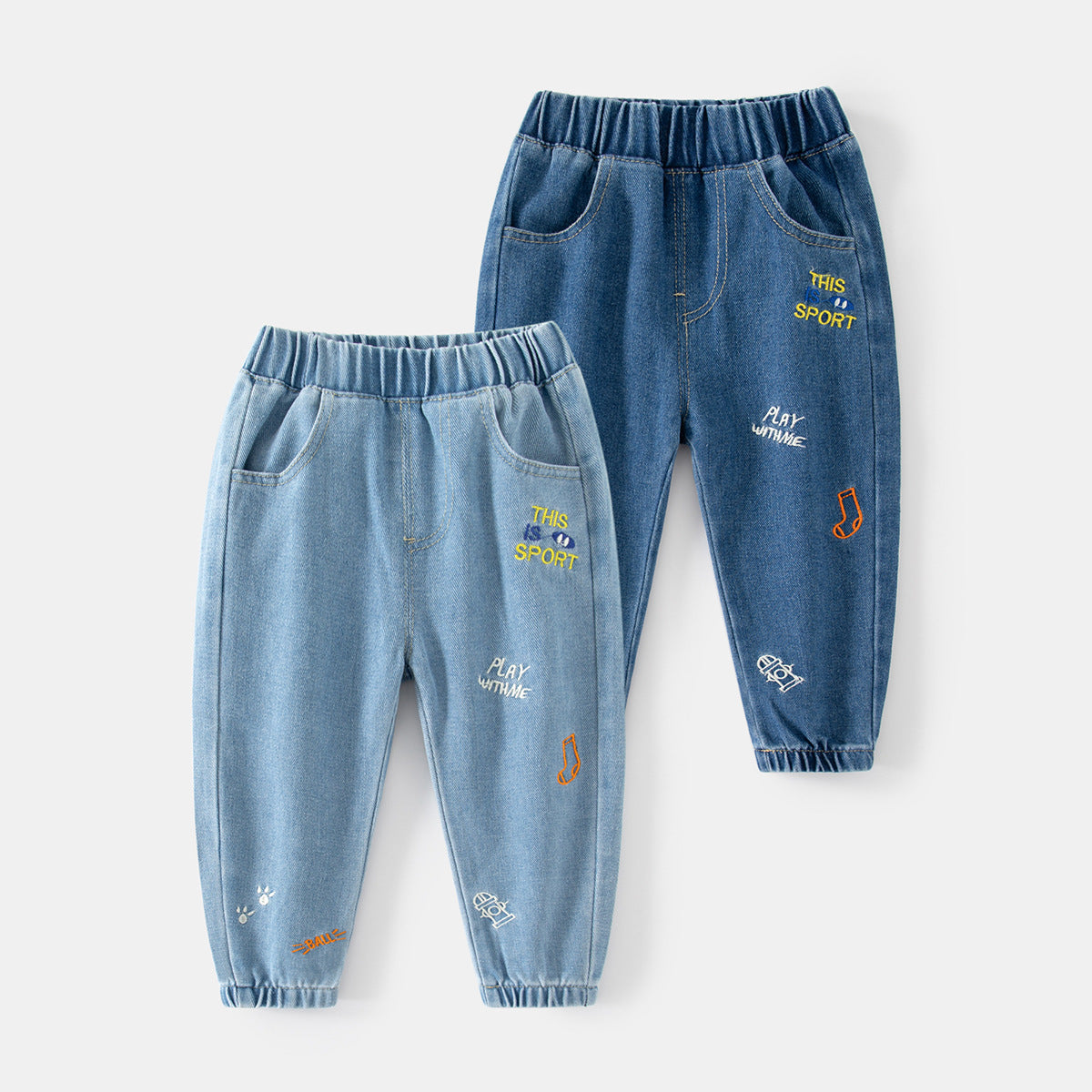 [513647] - Bawahan Celana Panjang Jogger Jeans Anak Laki-Laki - Motif Pictorial Writing