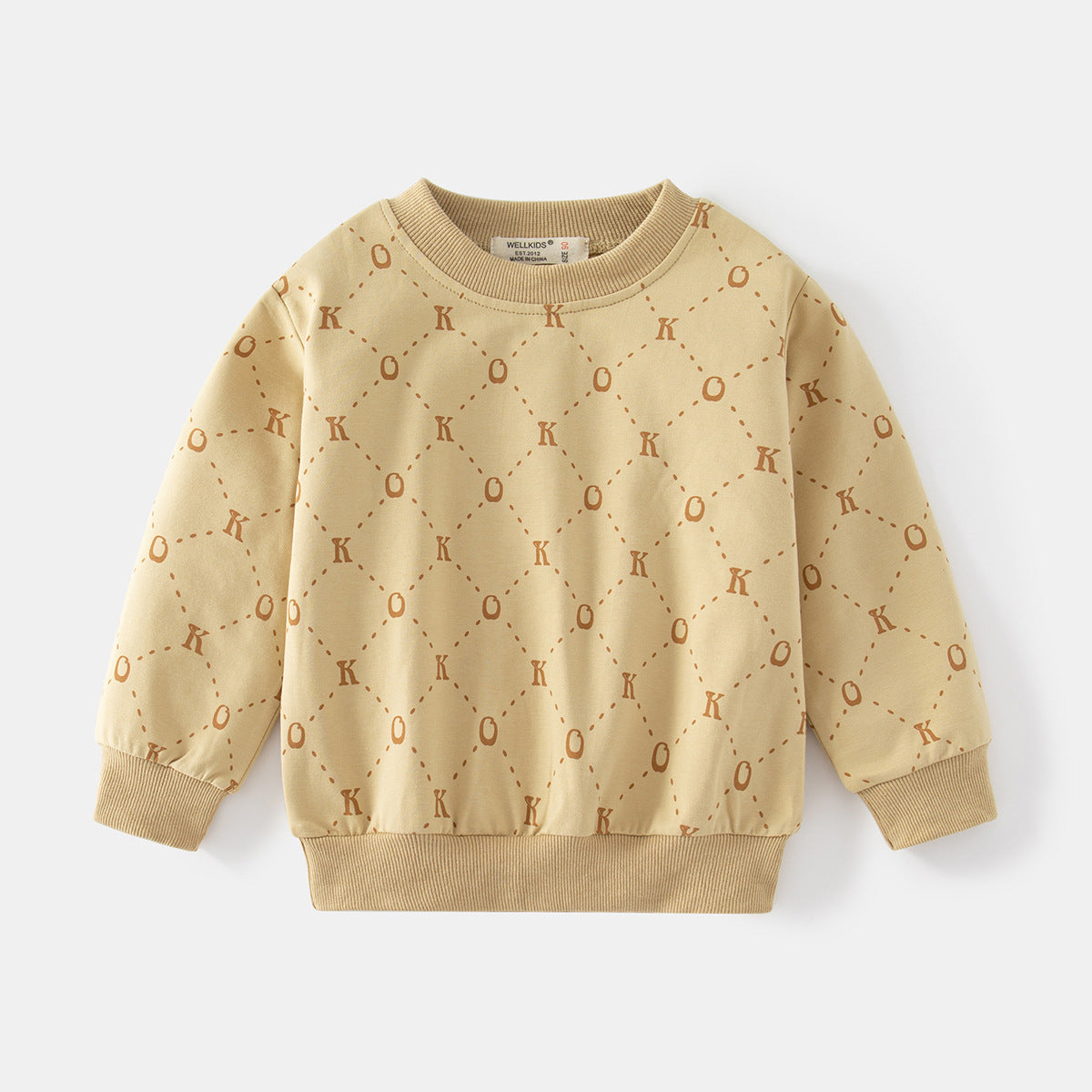 [513654] - Atasan Sweater Crewneck Lengan Panjang Anak Laki-Laki - Motif Dotted Line