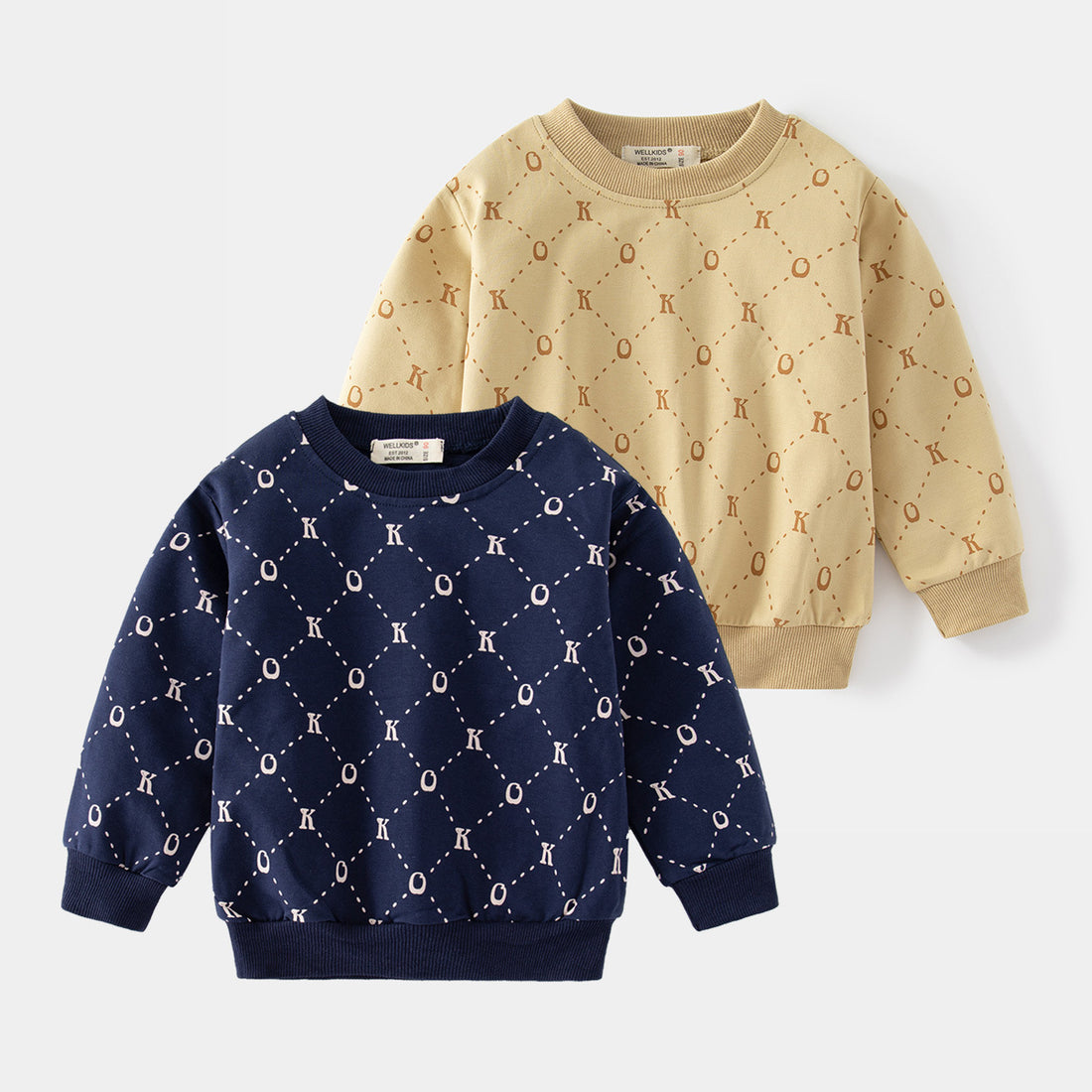 [513654] - Atasan Sweater Crewneck Lengan Panjang Anak Laki-Laki - Motif Dotted Line