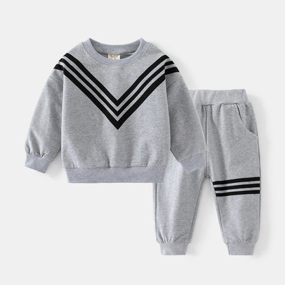 [513656] - Setelan Sweater Crewneck Celana Jogger Import Anak Laki-Laki - Motif Sharp Line