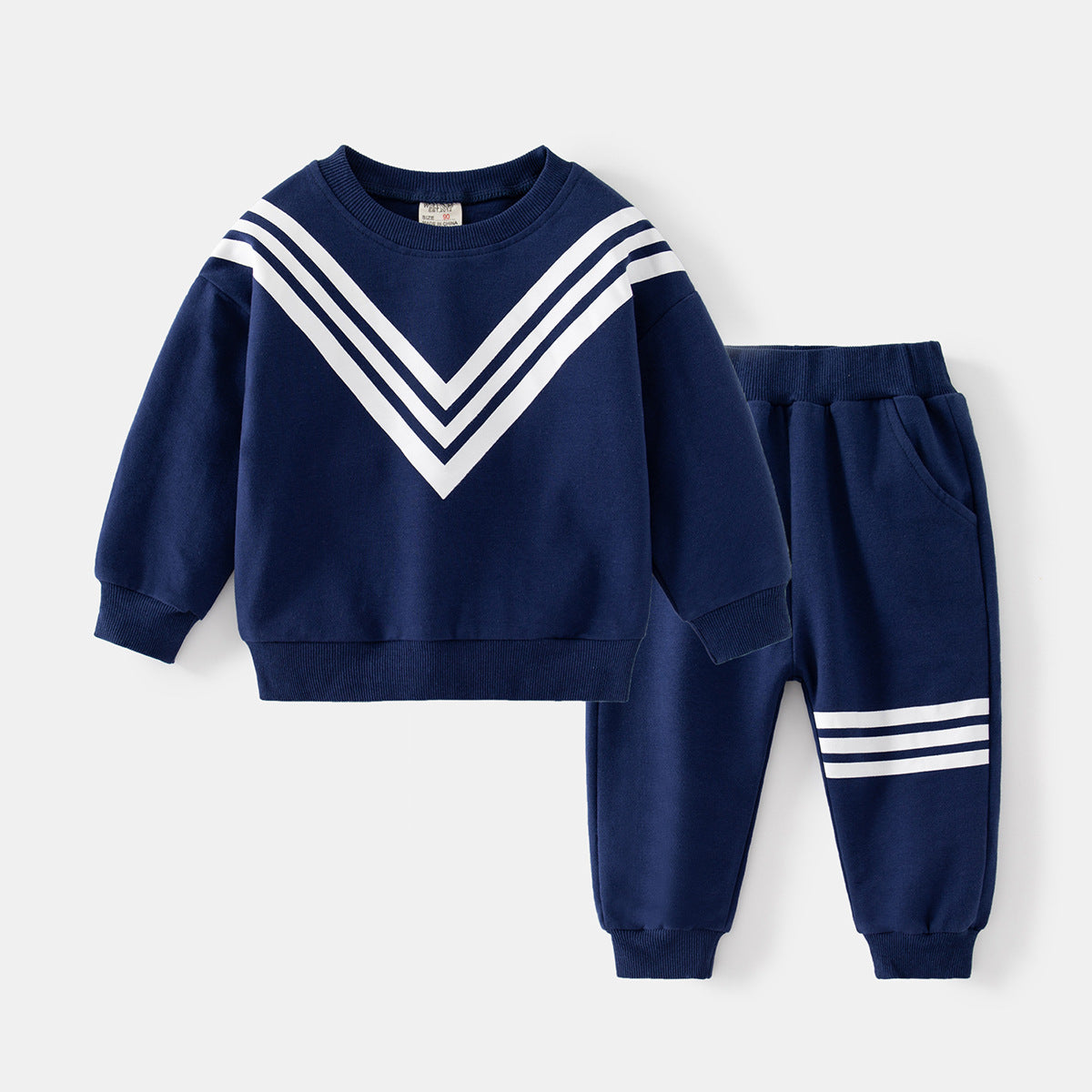 [513656] - Setelan Sweater Crewneck Celana Jogger Anak Laki-Laki - Motif Sharp Line