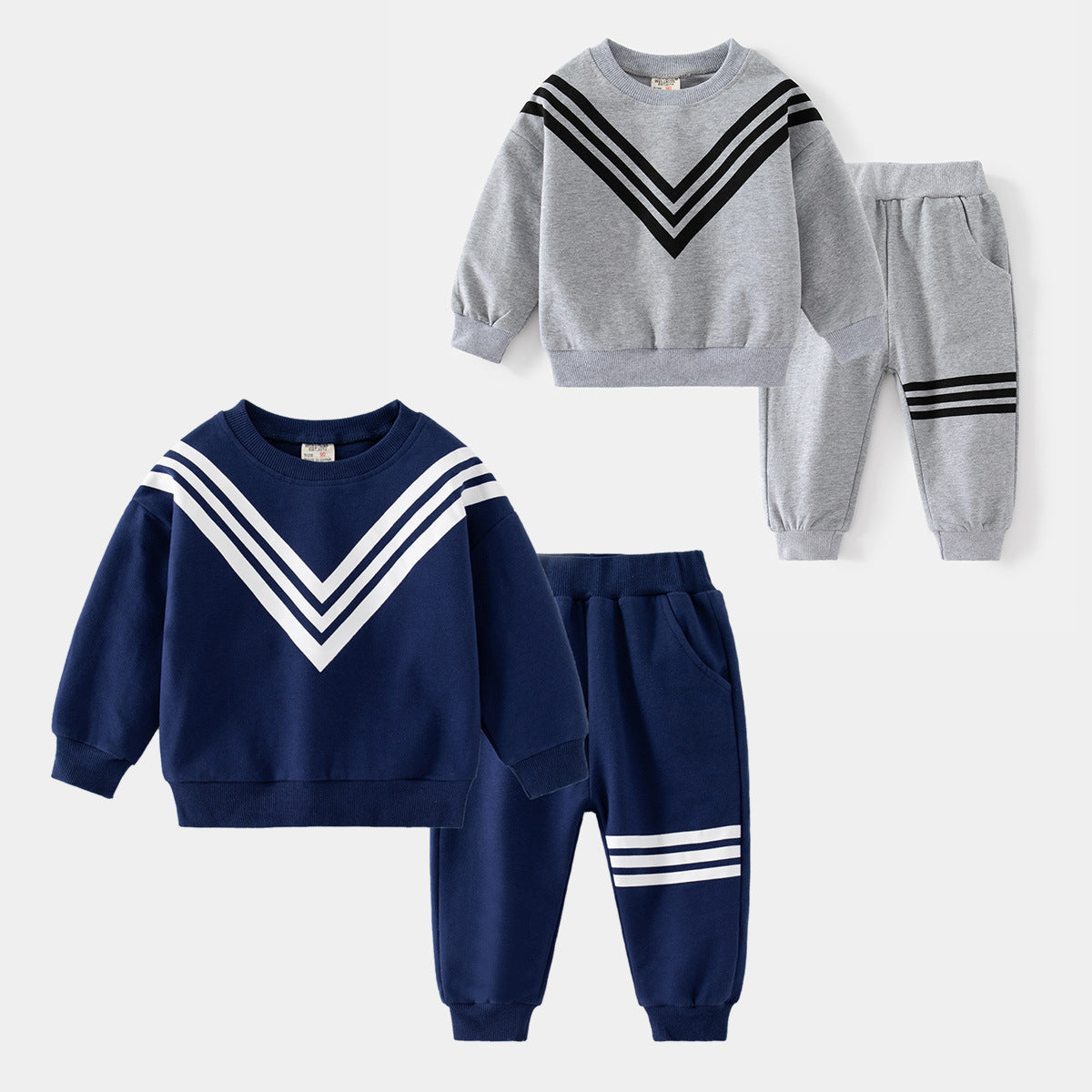 [513656] - Setelan Sweater Crewneck Celana Jogger Anak Laki-Laki - Motif Sharp Line