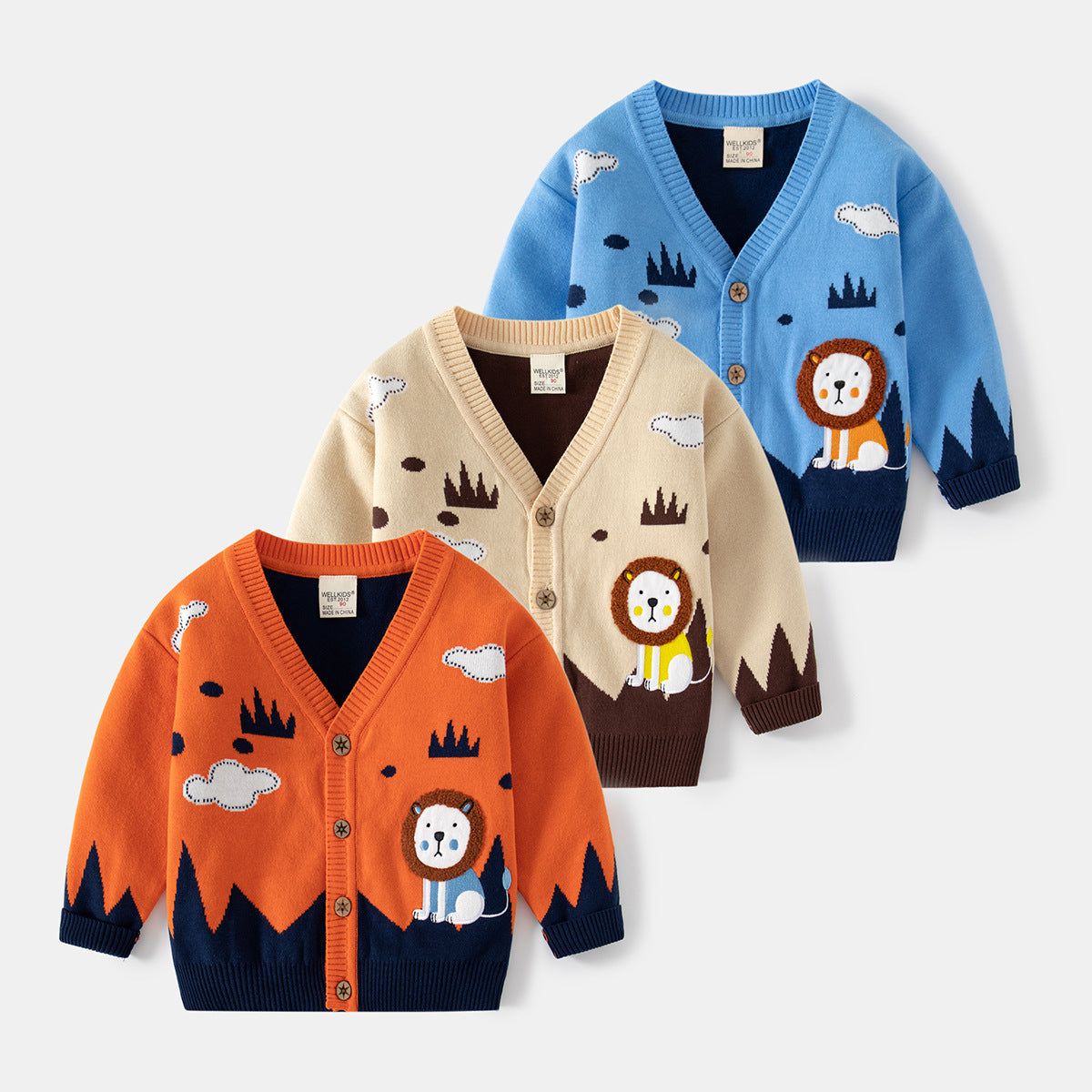 [513659] - Atasan Jaket Cardigan Lengan Panjang Anak Laki-Laki - Motif Lion View