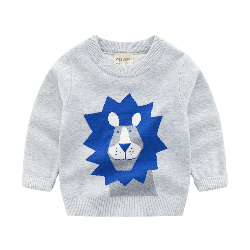 [513667] - Atasan Sweater Crewneck Lengan Panjang Anak Laki-Laki - Motif Wild Lion