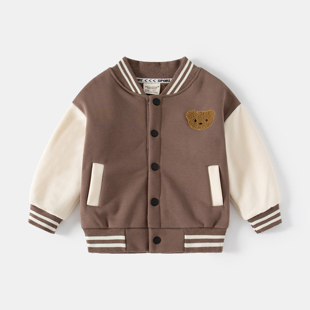 [513676] - Atasan Jaket Baseball Varsity Bordir Anak Laki-Laki - Motif Bear Head