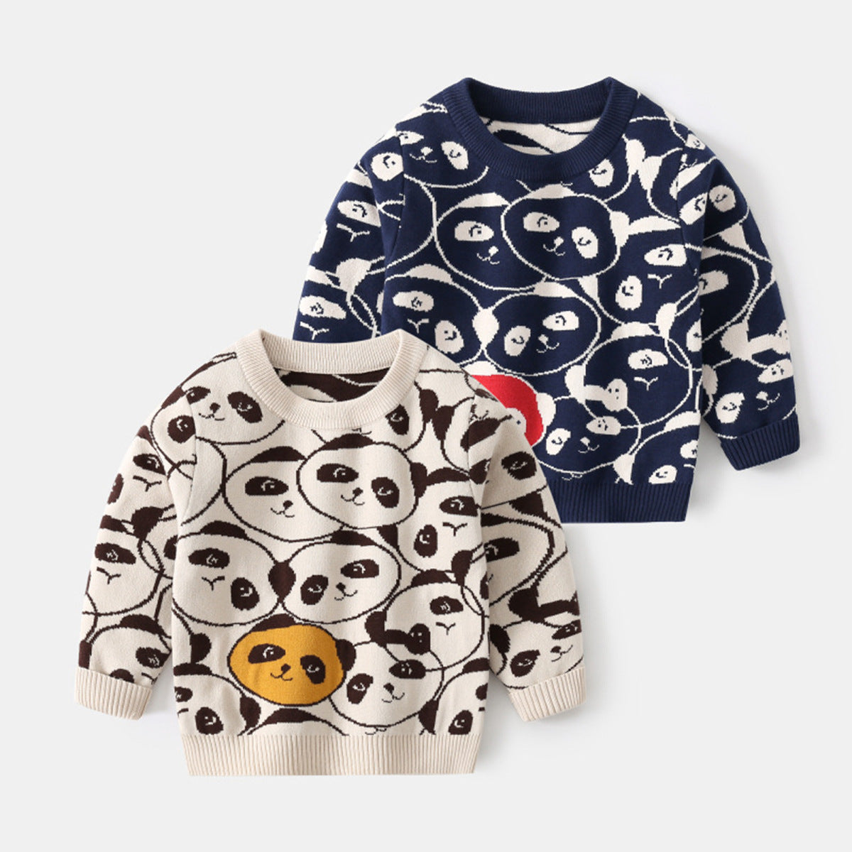 [513683] - Atasan Sweater Crewneck Lengan Panjang Anak Laki-Laki - Motif Panda Face