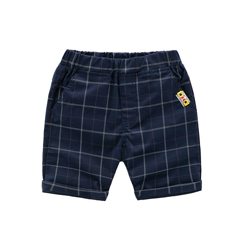 [513705] - Celana Pendek Chino Kotak-Kotak Anak Laki-Laki - Motif Aesthetic Box
