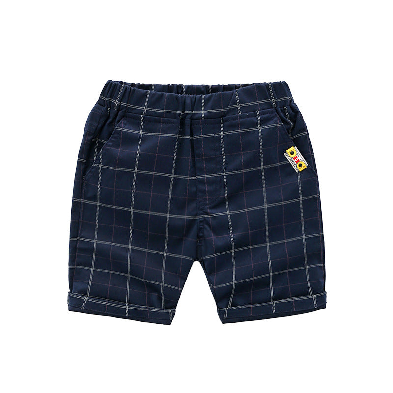 [513705] - Celana Pendek Chino Kotak-Kotak Anak Laki-Laki - Motif Aesthetic Box