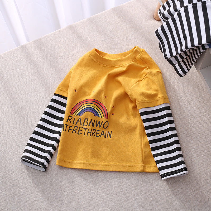 [514136] - Atasan Panjang Import / Kaos Ootd Anak - Motif Rainbow Rain