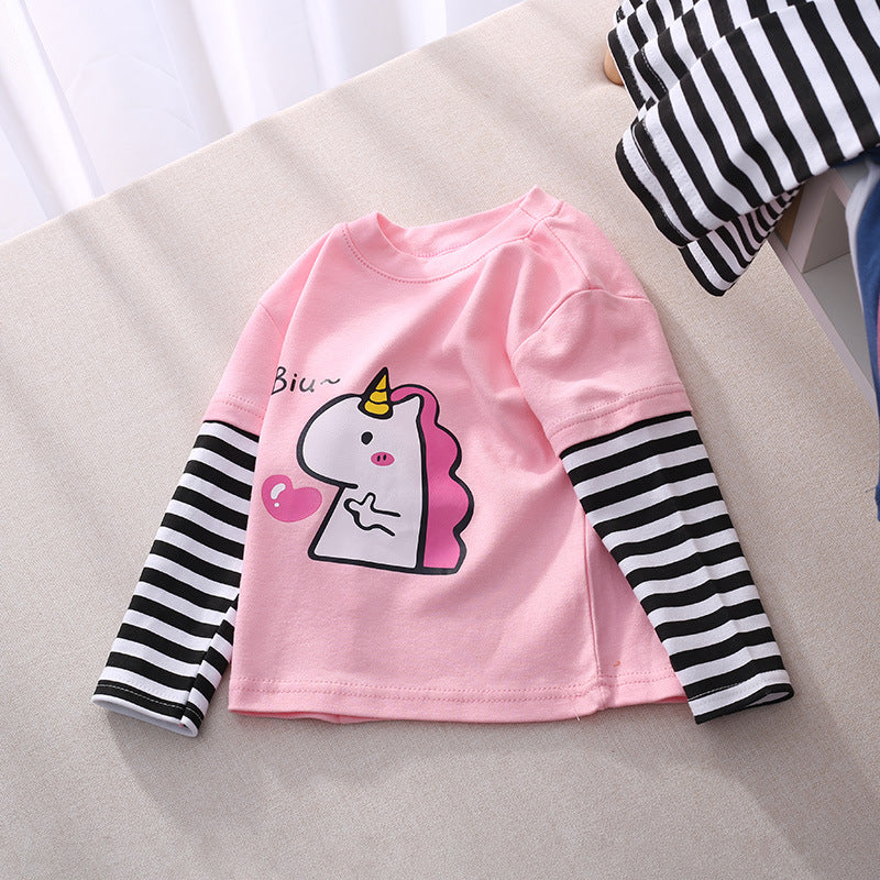 [514137] - Atasan Panjang Import / Kaos Ootd Anak - Motif Horned Animal