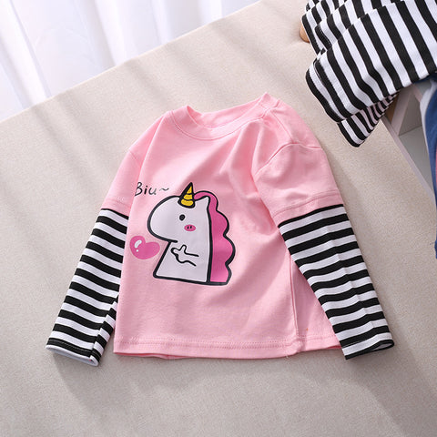 [514137] - Atasan Panjang Import / Kaos Ootd Anak - Motif Horned Animal