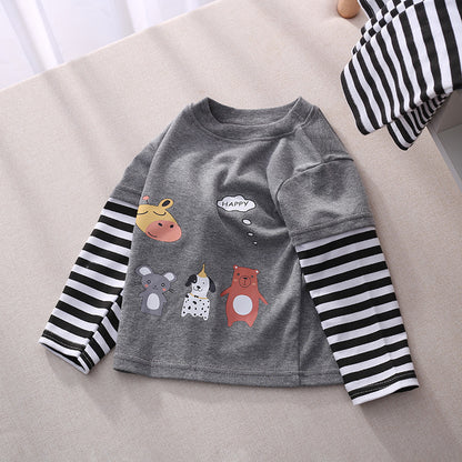 [514138] - Atasan Panjang Import / Kaos Ootd Anak - Motif Happy Animal