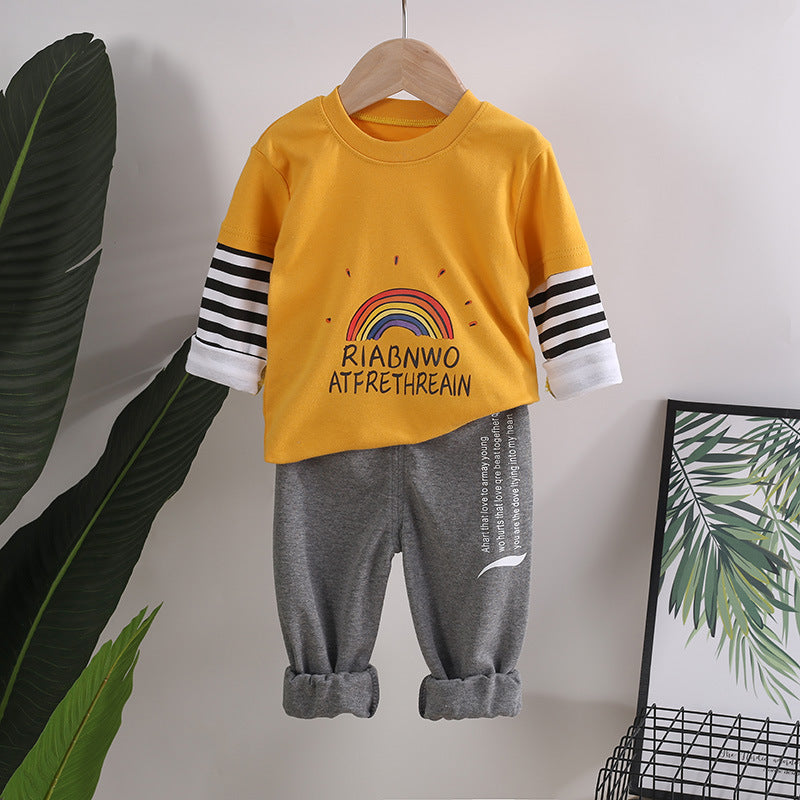 [514159] - Setelan Jogger Style Anak - Motif Rainbow Rain