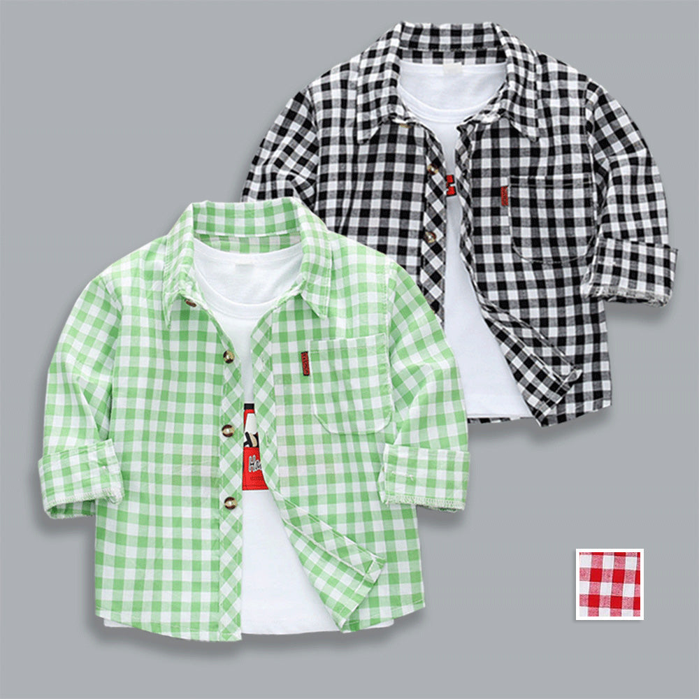 [515112] - Atasan Kemeja Trendi Anak - Motif Gingham Label