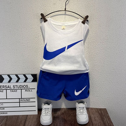 [516101] - Setelan Kaos Kutung Anak Import - Motif Checklist Sport
