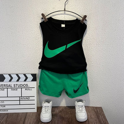 [516101] - Setelan Kaos Kutung Anak Import - Motif Checklist Sport