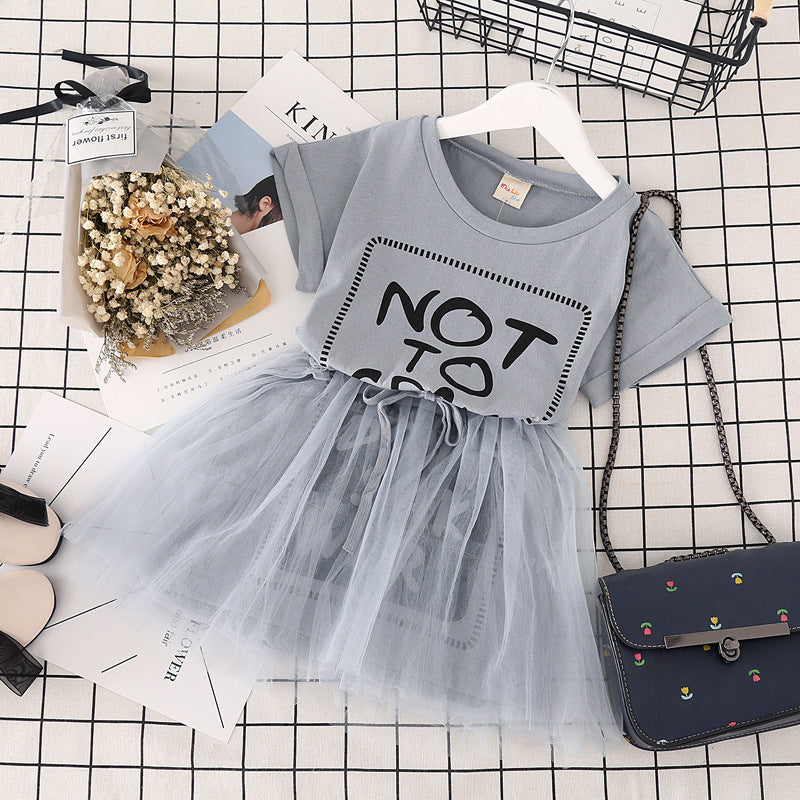 [363181-GRAY] - Dress Modis Anak Perempuan / Fashion Anak Import - Motif Transparent Skirts
