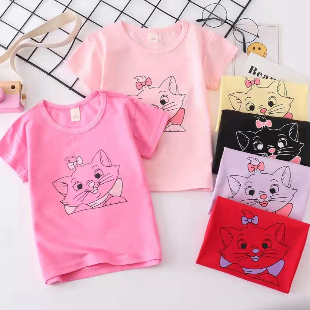 [001345] - Atasan Kaos Anak Perempuan - Motif Cartoon Cat