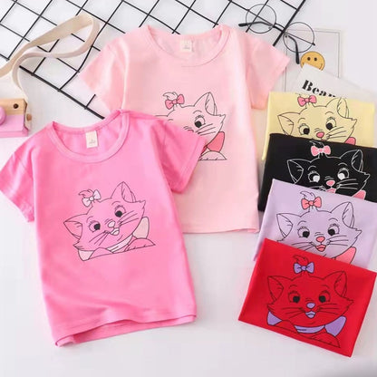 [001345] - Atasan Kaos Anak Perempuan - Motif Cartoon Cat