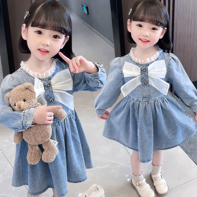 [507697] - Dress Kerah Renda Anak Perempuan - Motif Chest Ribbon