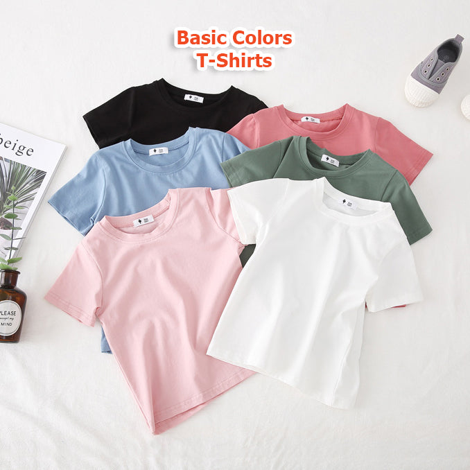 [602101-Small Size Basic Colors] - Atasan Kaos Polos Import Anak Perempuan - Motif Plain Soft