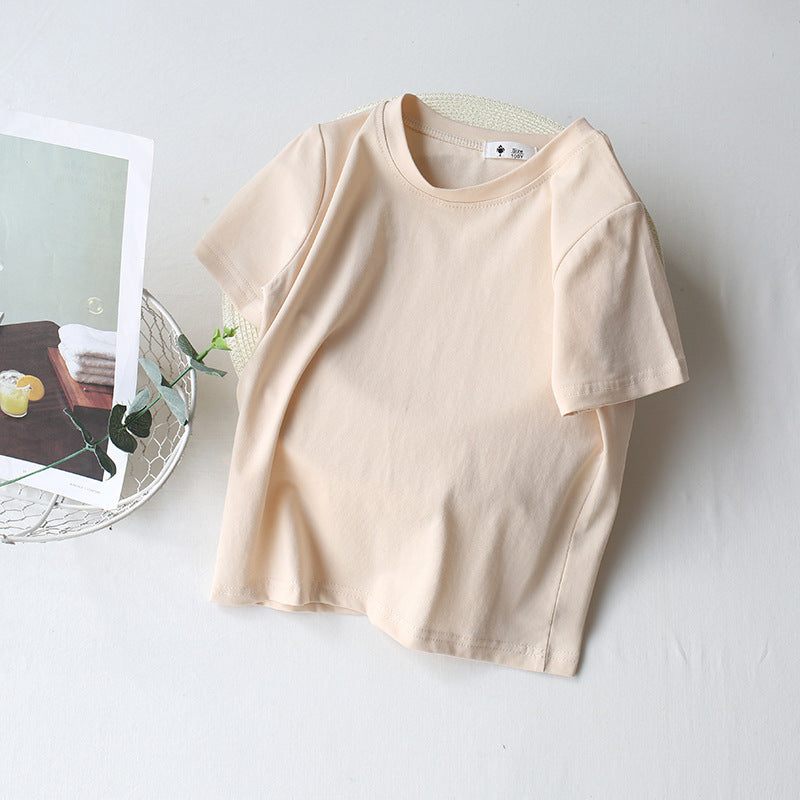 [602101-Big Size All Colors] - Baju Atasan Kaos Lengan Pendek Polos Anak Perempuan - Motif Plain Soft