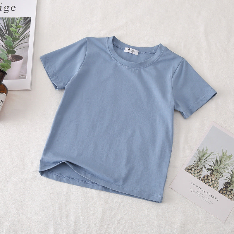 [602101-Big Size All Colors] - Baju Atasan Kaos Lengan Pendek Polos Anak Perempuan - Motif Plain Soft