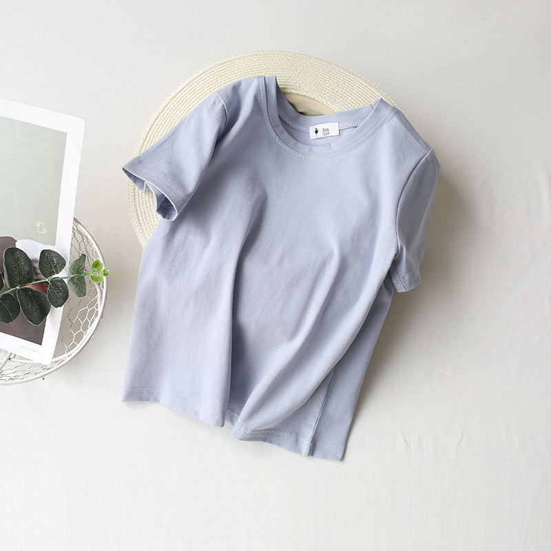 [602101-Small Size Girly Colors] - Baju Atasan Kaos Lengan Pendek Polos Anak Perempuan - Motif Plain Soft