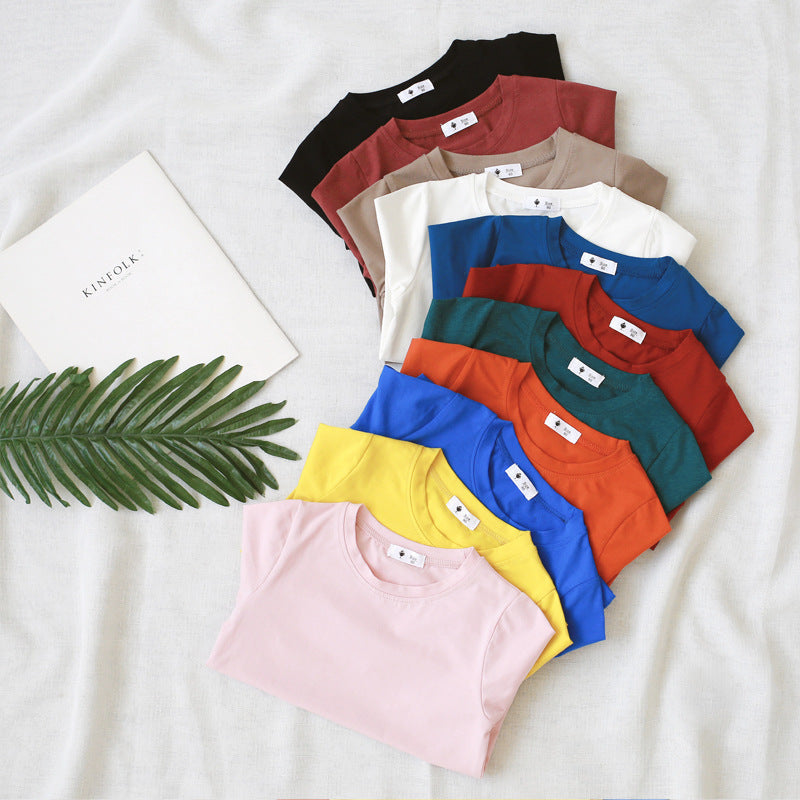 [602101-Big Size All Colors] - Baju Atasan Kaos Lengan Pendek Polos Anak Perempuan - Motif Plain Soft