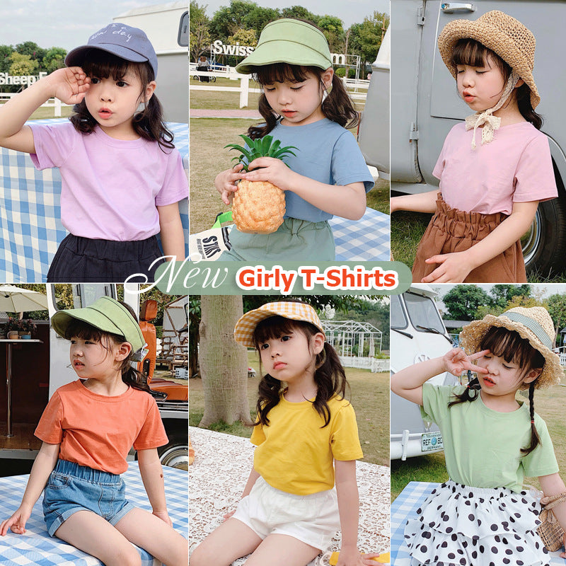 [602101-Small Size Girly Colors] - Baju Atasan Kaos Lengan Pendek Polos Anak Perempuan - Motif Plain Soft