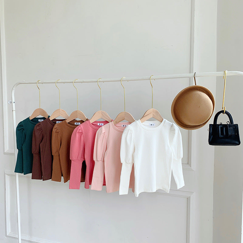 [602108] - Baju Atasan Kaos Rajut Lengan Panjang Anak Perempuan - Motif Plain Line
