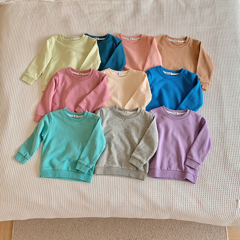 [602112-A] - Baju Atasan Sweater Crewneck Polos Anak Perempuan - Motif Plain