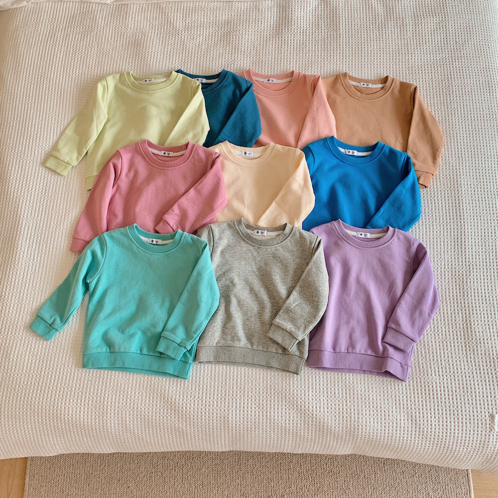 [602112-B] - Atasan Sweater Crewneck Polos Import Anak Perempuan - Motif Plain
