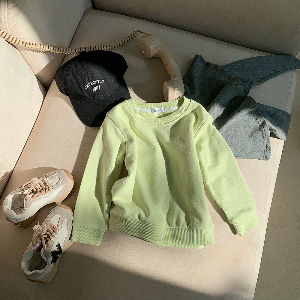 [602112-B] - Baju Atasan Sweater Crewneck Polos Anak Perempuan - Motif Plain