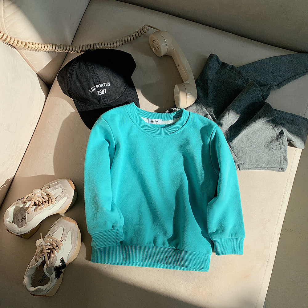 [602112-B] - Baju Atasan Sweater Crewneck Polos Anak Perempuan - Motif Plain