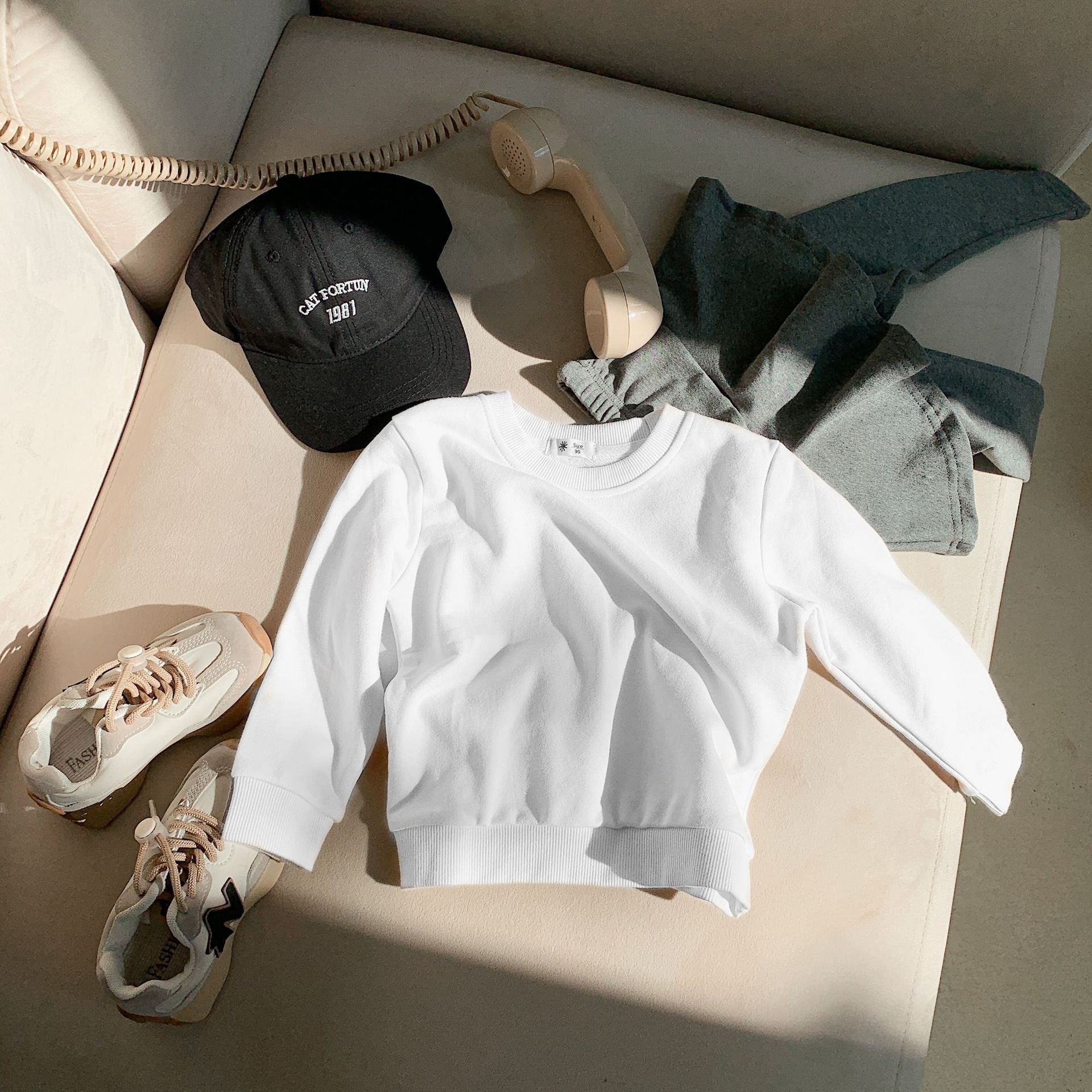 [602112] - Baju Atasan Outer Sweater Crewneck Polos Anak Perempuan Cewek - Motif Plain - BABYHOKI STORE