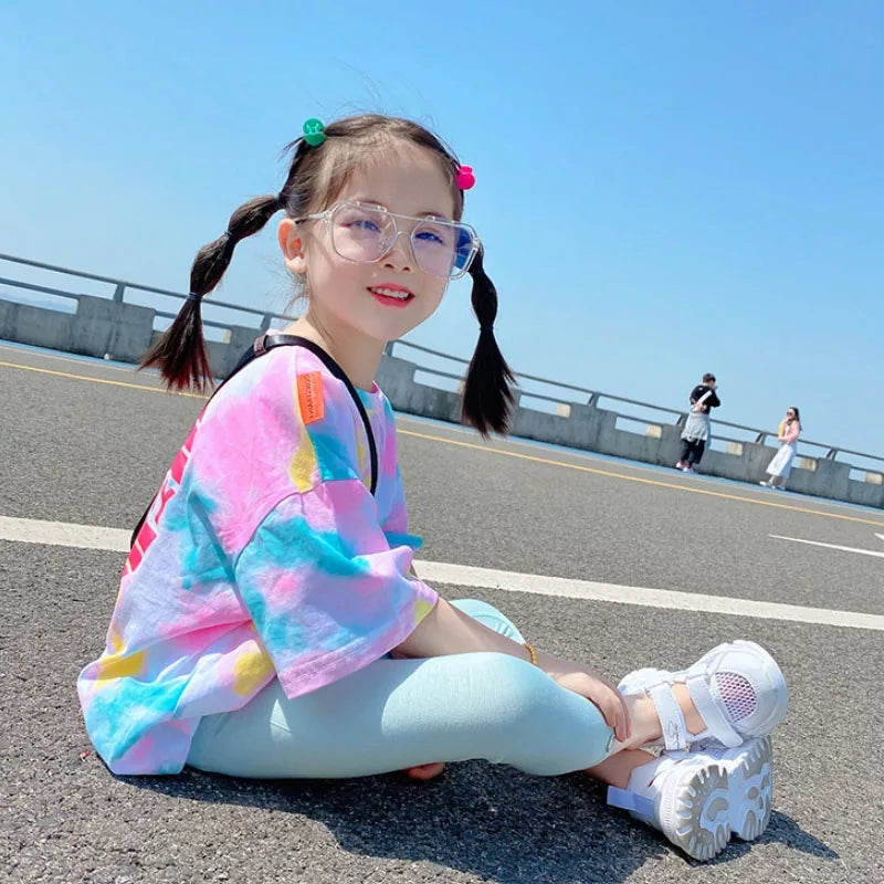 [507321] - Setelan Atasan Kaos dan Setelan Kaos Legging Anak Perempuan - Motif Rainbow
