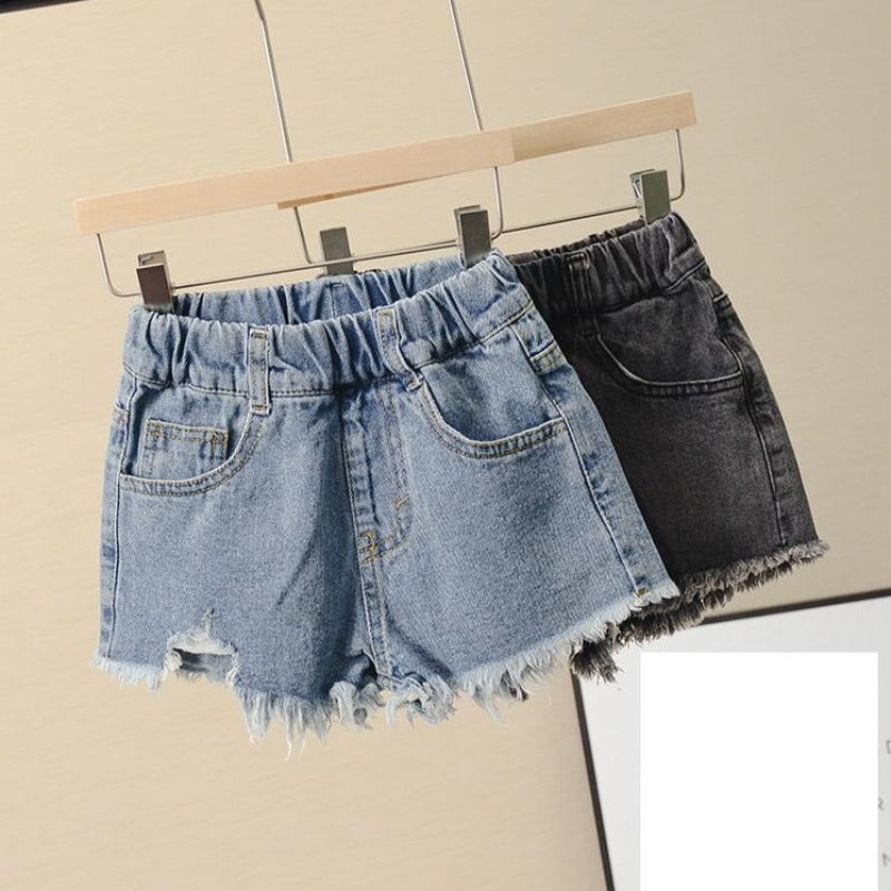 [508122-BLUE DENIM] - Celana Jeans Anak Kekinian - Motif Tassel Stitching